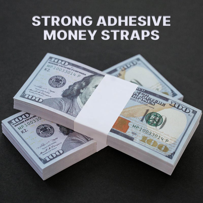 Queensell Pack of 100 Money Bands for Cash, Money Wrappers for Bills to Organize Cash - Self-Adhesive Money Straps, White Color - Image 5
