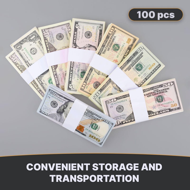 Queensell Pack of 100 Money Bands for Cash, Money Wrappers for Bills to Organize Cash - Self-Adhesive Money Straps, White Color - Image 4