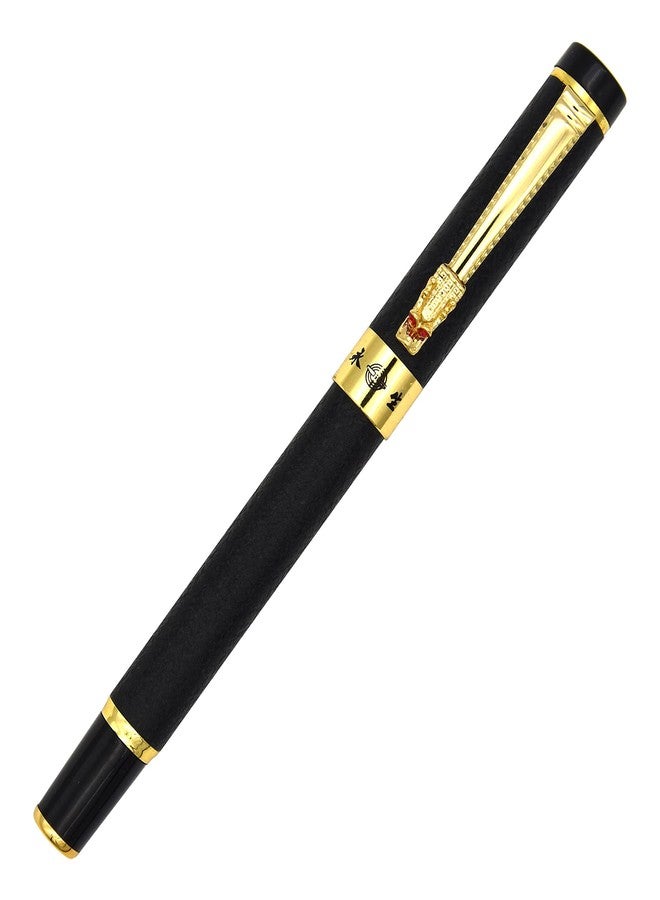 Gullor Retro Style Art Dragon Clip Fountain Pen with Ink Converter, Black - Image 2