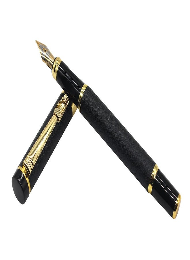 Gullor Retro Style Art Dragon Clip Fountain Pen with Ink Converter, Black - Image 3
