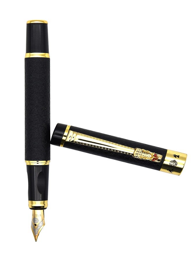 Gullor Retro Style Art Dragon Clip Fountain Pen with Ink Converter, Black - Image 5
