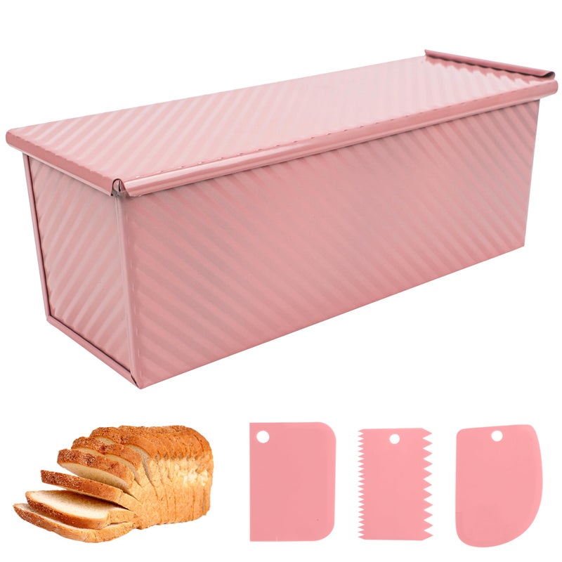 Spmarkt Premium Pink 13-inch Pullman Loaf Pan with Lid - Perfect for Baking Professional-Grade Sandwich Bread, Non-Stick Bread Loaf Pan for Homemade Bread - Image 1