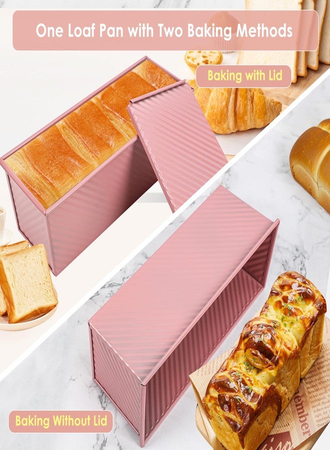 Spmarkt Premium Pink 13-inch Pullman Loaf Pan with Lid - Perfect for Baking Professional-Grade Sandwich Bread, Non-Stick Bread Loaf Pan for Homemade Bread - Image 5