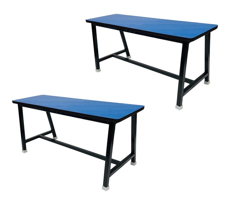 Goyal steel & furniture Goyal steel furniture Bench GardenPatioLiving RoomBalconyLounge Bench Iron Pipe and Wooden top Suitable for Both Indoor and Outdoor 2 Blue Length Size 3Fit