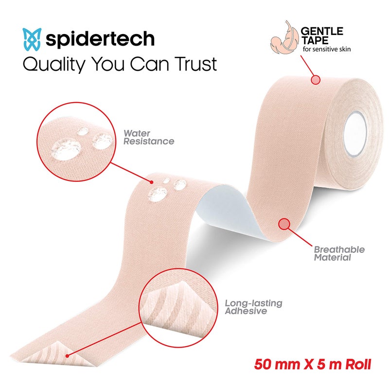 Spidertech شريط كينيسيو العلاجي اللطيف من سبايدر تيك للبشرة الحساسة والمشعة 2"x16.4'50mmx5m - Image 3