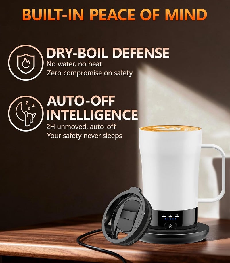 PUSEE Self-Heating Coffee Mug, 14oz Heated Coffee Mug - Rechargeable Temperature Control Coffee Mug Keep Coffee Hot, Smart Mug Great Gift for Coffee Lovers & Slow Sippers - Image 4