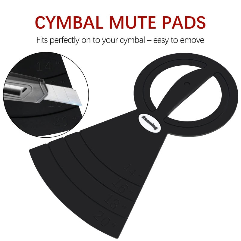 RANMING Drum Mute Pads Silicone Drums Silencer Pad Set Double-layer Drum Mutes Eliminates Sustain Effectively Reduce 90% Volume with Mutes Sized 10, 12, 14, 16", 1 Bass Mute,4 Cymbal Mutes 9 pcs - Image 3