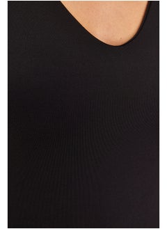 trendyol Black Soft Touch/Soft Fitted V Neck Snap Knitted Bodysuit TWOSS24BD00006  - Image 4
