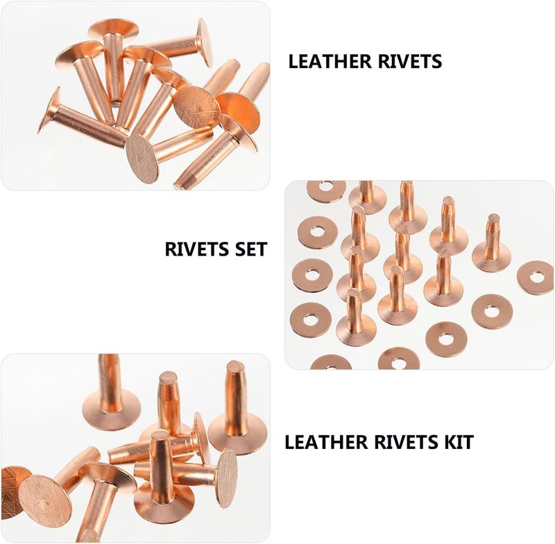 Healifty 10pcs DIY Leather Rivets Set with Tubular Metal Rivets Rose Gold for Luggage and Handbag Crafting - Image 3