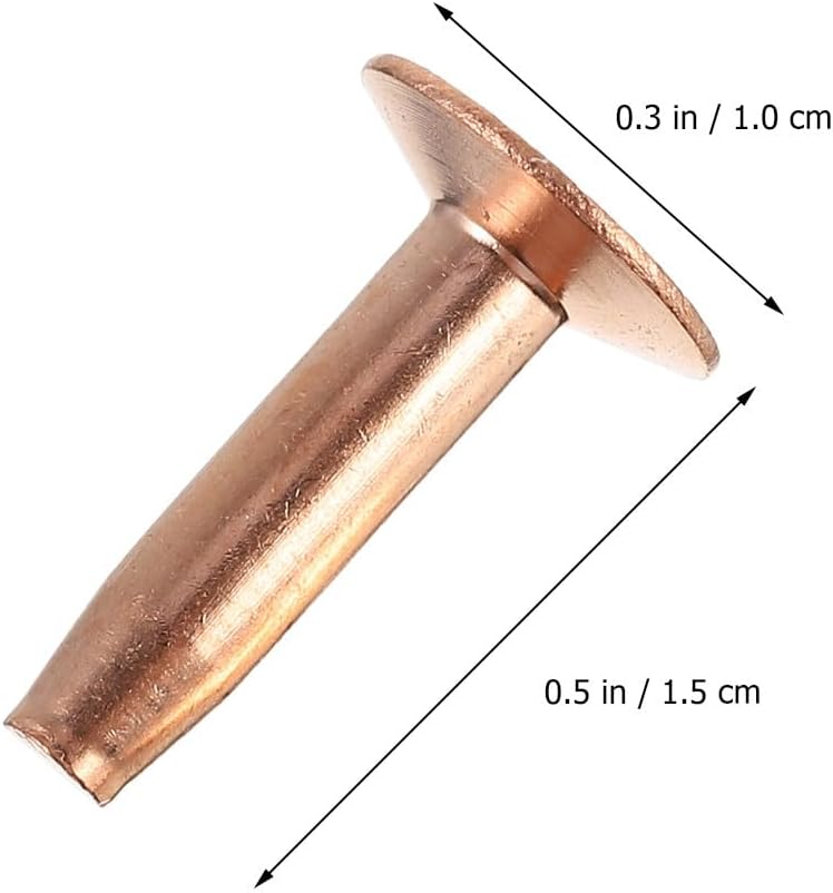 Healifty 10pcs DIY Leather Rivets Set with Tubular Metal Rivets Rose Gold for Luggage and Handbag Crafting - Image 2