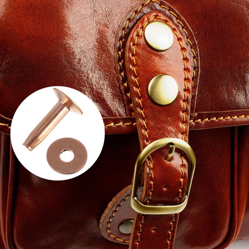 Healifty 10pcs DIY Leather Rivets Set with Tubular Metal Rivets Rose Gold for Luggage and Handbag Crafting - Image 4