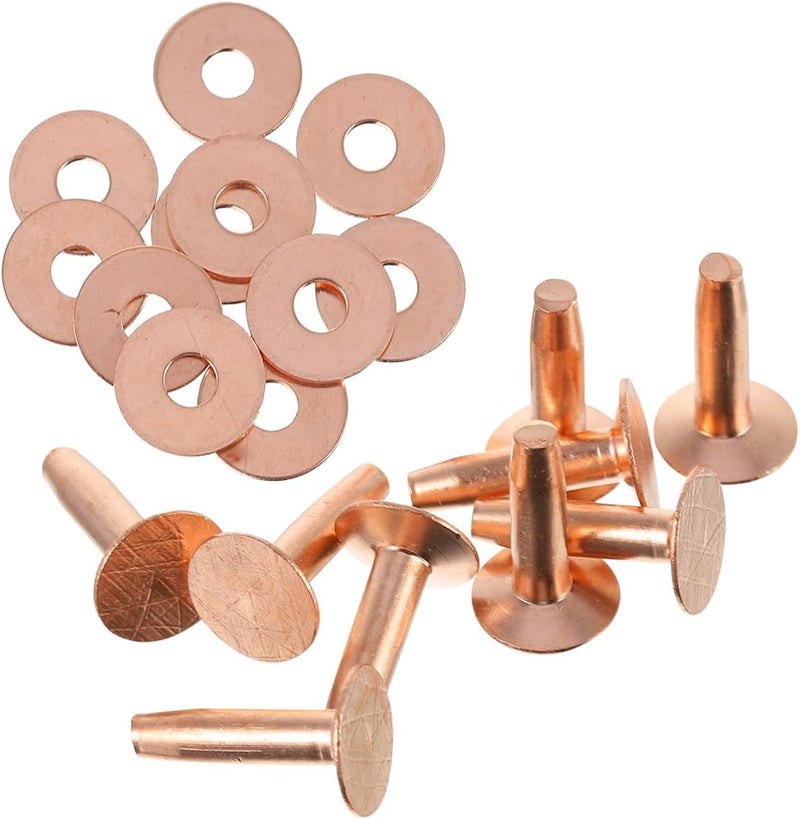 Healifty 10pcs DIY Leather Rivets Set with Tubular Metal Rivets Rose Gold for Luggage and Handbag Crafting - Image 1