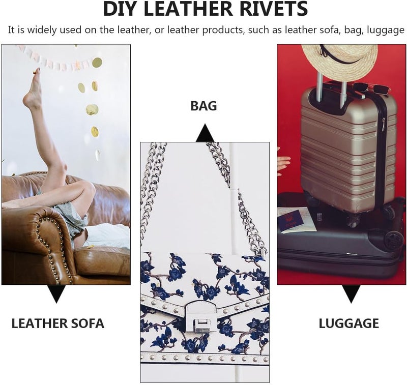 Healifty 10pcs DIY Leather Rivets Set with Tubular Metal Rivets Rose Gold for Luggage and Handbag Crafting - Image 5