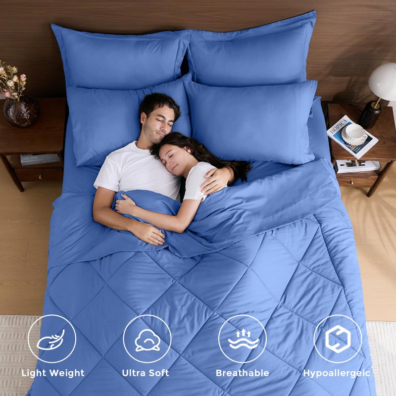HEVUMYI Royal Blue Queen Comforter Set - 7-Piece All Season Bed in a Bag Queen, Ultra Soft Bedding Set with Comforter, Flat Sheet, Fitted Sheet, Pillowcases, Pillow Shams - Image 2