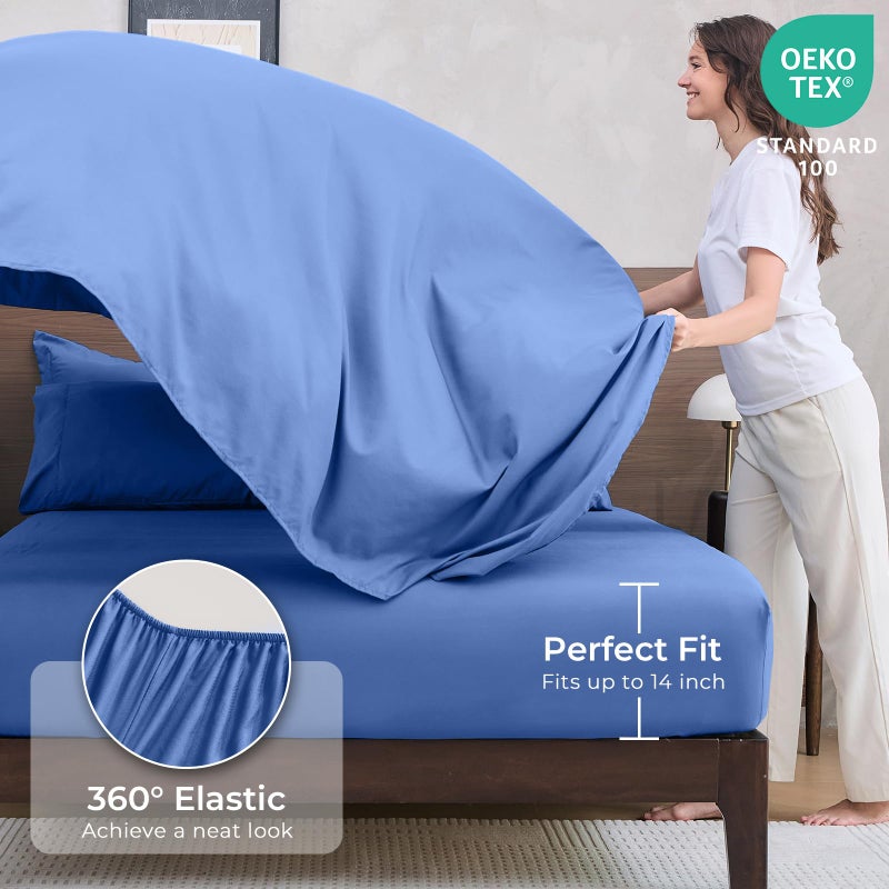 HEVUMYI Royal Blue Queen Comforter Set - 7-Piece All Season Bed in a Bag Queen, Ultra Soft Bedding Set with Comforter, Flat Sheet, Fitted Sheet, Pillowcases, Pillow Shams - Image 5