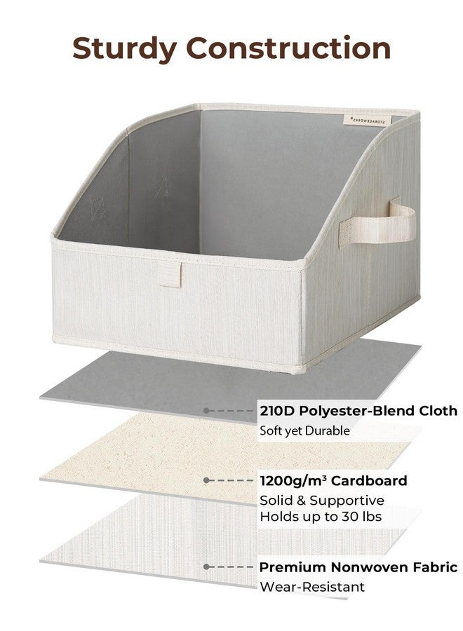 StorageWorks Closet Storage Bins, Trapezoid Organizer Box for Shelves, Fabric Clothes Bin, Foldable Organizing Baskets with Handles, Small, 3-Pack, Mixing of Beige, White & Ivory - Image 4