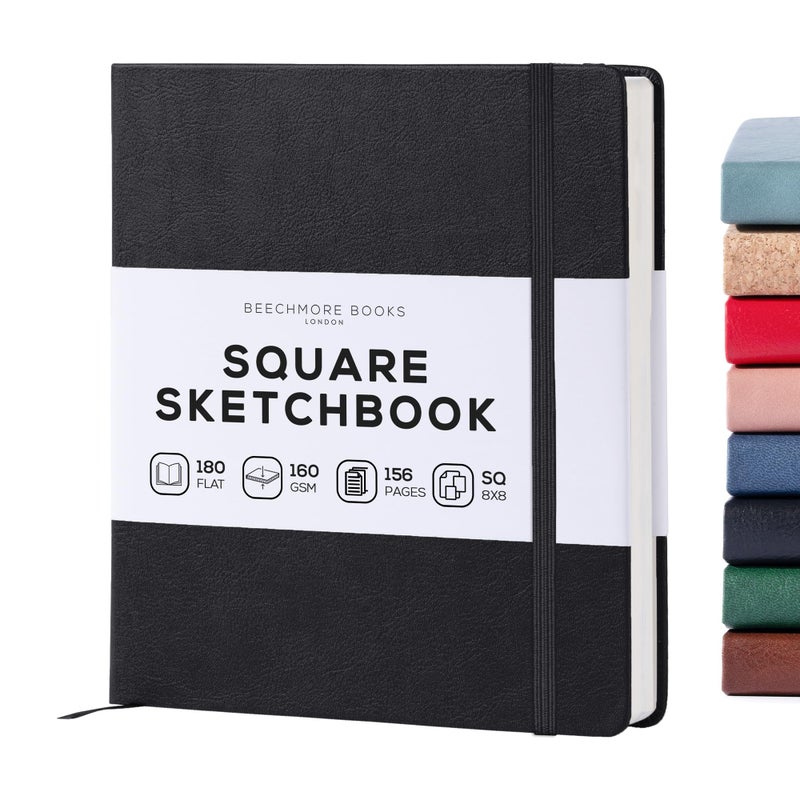 Beechmore Books Square Mixed Media Sketchbook 8x8 Professional Art Journal 160 GSM 98 lb Ivory Paper Perforated Pages Vegan Leather Hardcover LayFlat Design for Drawing Doodling - Image 2