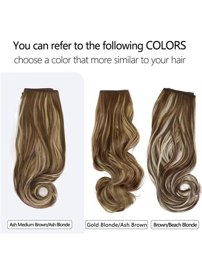 Wavy Curly Highlight Hair Extension Synthetic Invisible Wire Hairpiece Short 14 Inch - Image 3