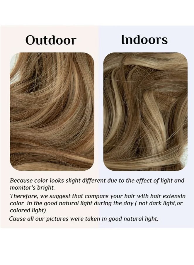 Wavy Curly Highlight Hair Extension Synthetic Invisible Wire Hairpiece Short 14 Inch - Image 2