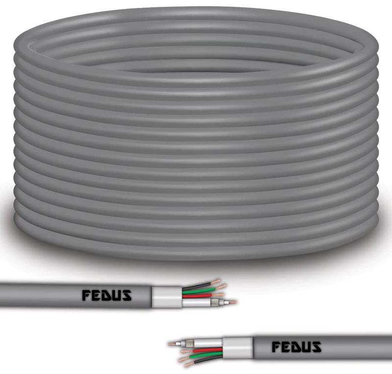 FEDUS 20M 23AWG Pure Copper 3+1 Outdoor CCTV Camera Coaxial Cable High-Speed Audio Video Signal BNC Video Power Cord Breading Alloy Positive Negative Mic Earth Wire for all Security Camera DVR - Image 1