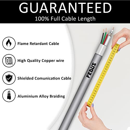FEDUS 20M 23AWG Pure Copper 3+1 Outdoor CCTV Camera Coaxial Cable High-Speed Audio Video Signal BNC Video Power Cord Breading Alloy Positive Negative Mic Earth Wire for all Security Camera DVR - Image 5