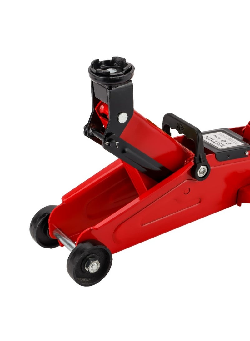 Geepas Hydraulic Floor Jack- GAT59401/ 2 ton or 2000 kg Capacity, 135 to 335 mm Lifting Range/ with Wheels, Perfect for Car, Pickup Truck, Truck, RV, Auto Repair, Industrial Engineering/ Red - Image 2