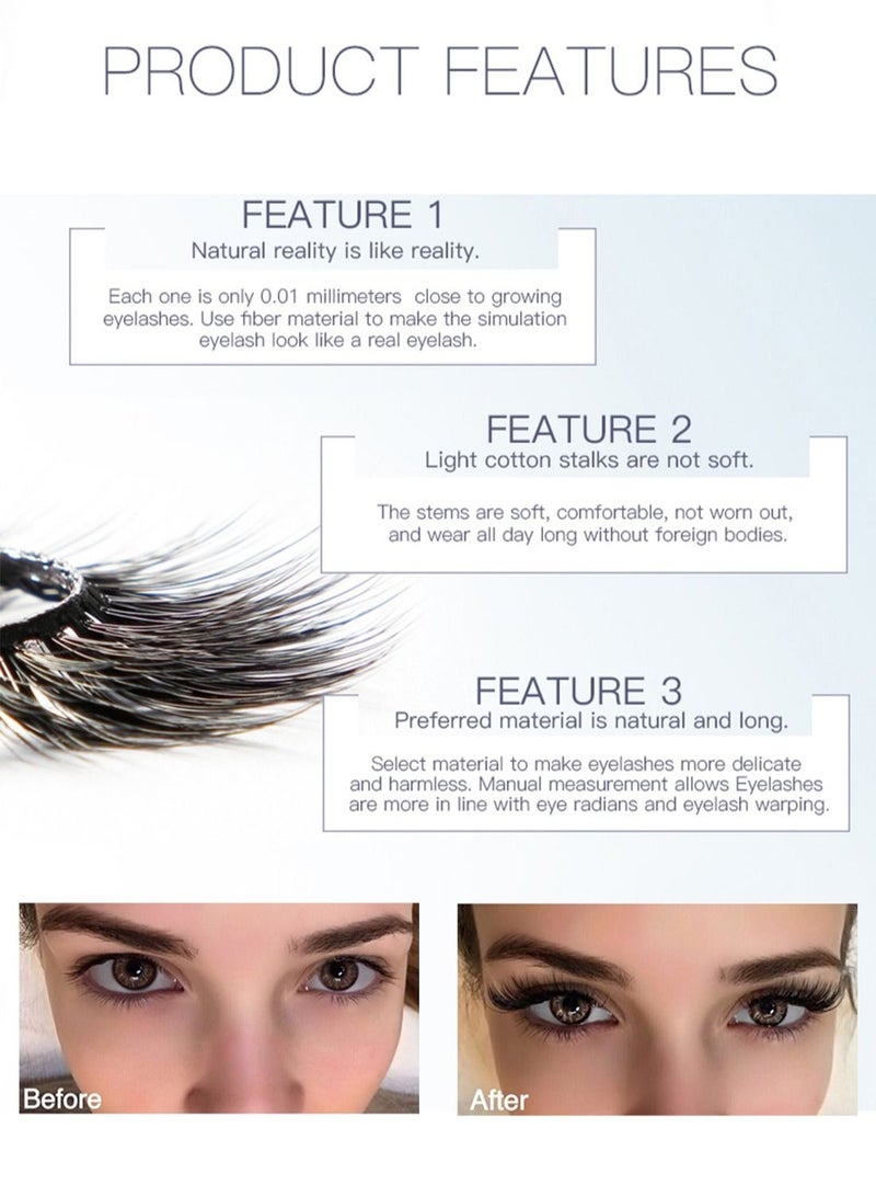 pudaier 4D Mascara and False Eyelashes with Lash Glue Set Waterproof Long-lasting Smudge-Proof Lengthening Thick Natural Professional Volume Curled Lashes Fiber Mascara for Women White/Gold/Black #04 - Image 4