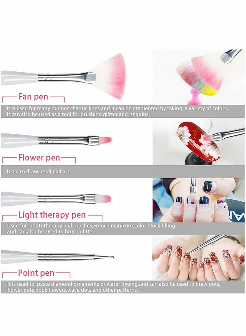 SYOSI 7 PCS Nail Art Brush Pen, UV Gel Builder Brush Acrylic Liner Brushes Nail Design Painting Brush (White) - Image 5