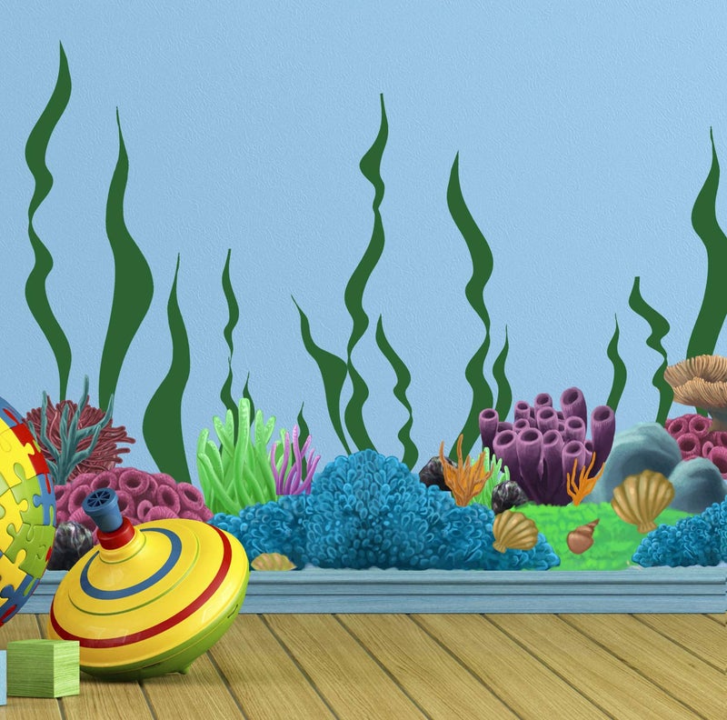 Create-A-Mural Coral Reef Wall Decals Underwater Ocean Kids Wall Decor Stickers, Under The Sea Girls Boys Toddler Teen Bedroom, Baby Nursery, Bathrooms, Living Room, Playroom (Coral Reef) - Image 3