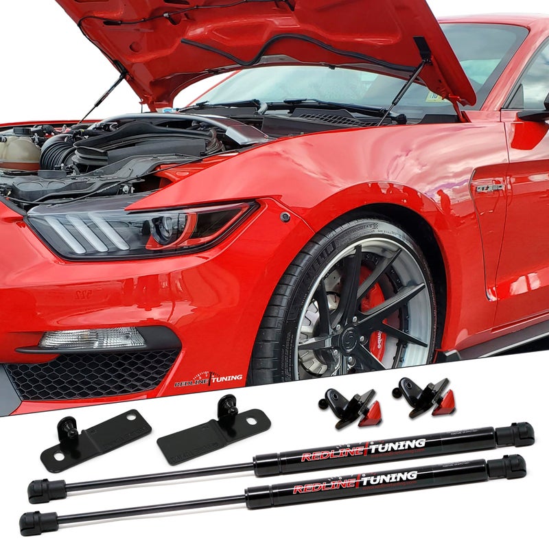 Redline Tuning 211103002 Hood QuickLIFT Plus Boltin Struts Compatible with Ford Mustang Shelby GT350 All Black Components