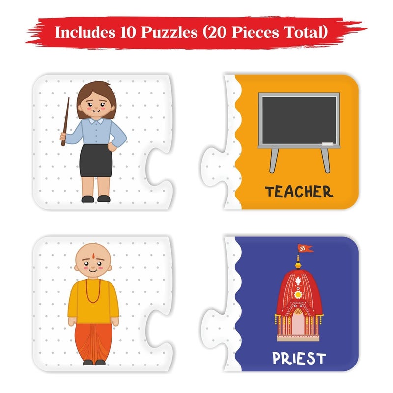 Webby Our Profession 2 Pieces Learning Pack Jigsaw Puzzle, Montessori Early Educational Pre School Puzzle Toys for 2+ Years Kid - Image 2