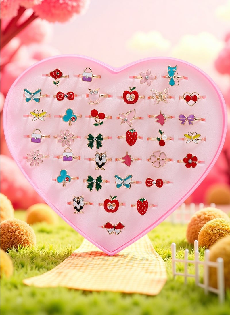 36 قطعة قابلة للتعديل خواتم جوهرة الفتيات الصغيرات للتلبيس والتظاهر باللعب الأعمار من 3 إلى 10 مثالية لأعياد الميلاد والحفلات - Image 1