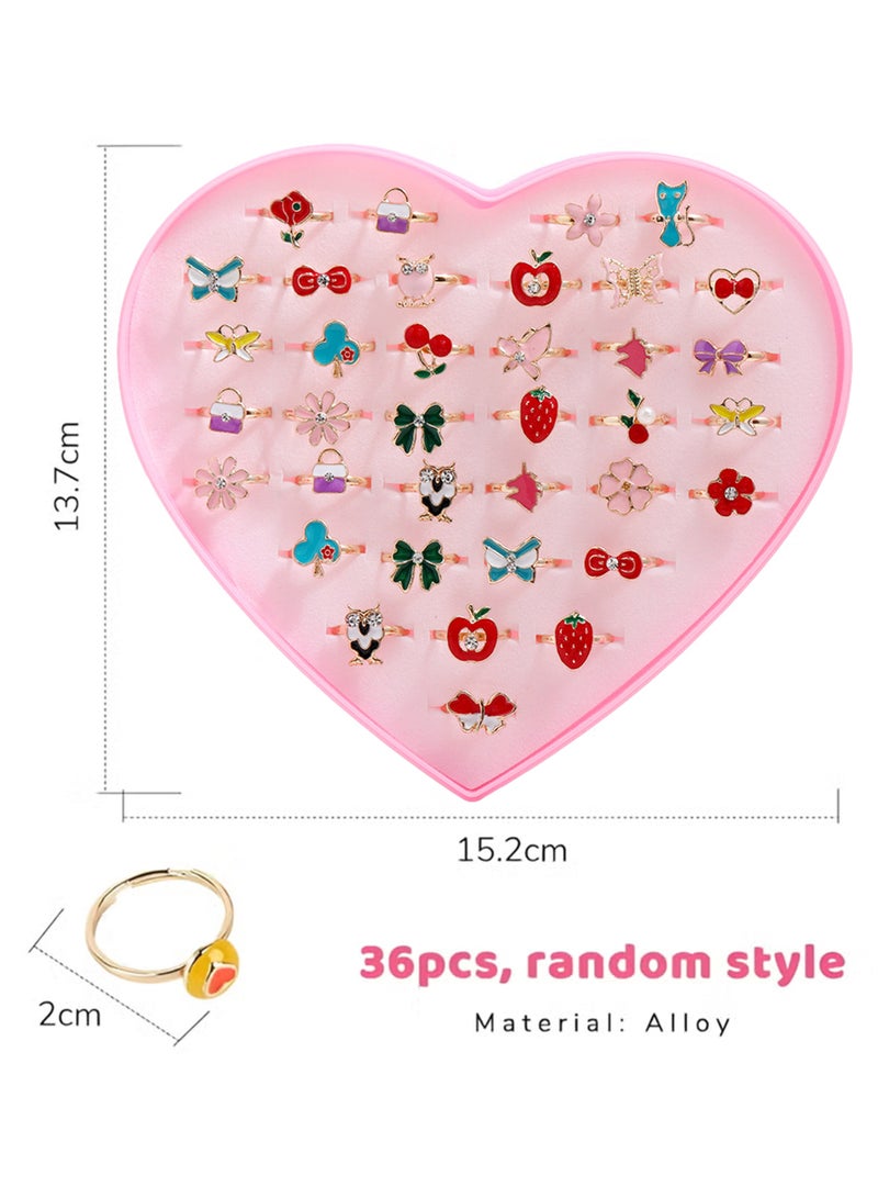 36 قطعة قابلة للتعديل خواتم جوهرة الفتيات الصغيرات للتلبيس والتظاهر باللعب الأعمار من 3 إلى 10 مثالية لأعياد الميلاد والحفلات - Image 5