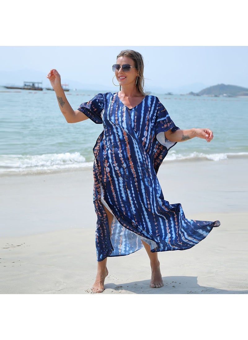 1 x 5 pcs Quick-Dry Gradient Beach Cover-Up Robe Deep orchid 1D69