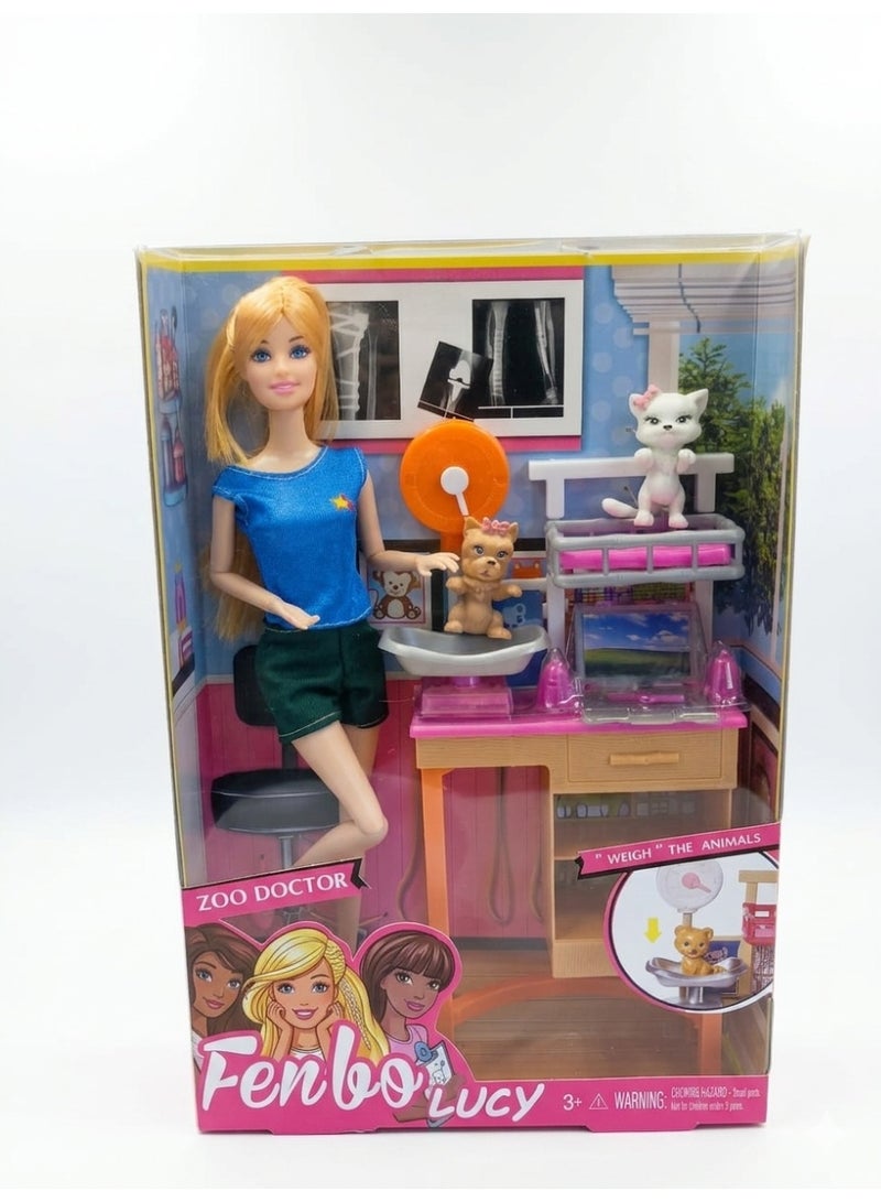 First Choice Pet Doctor Doll Set - Complete Play Set with Examination Desk, Animals, and Medical Accessories - Educational Toy for Children (Multicolor) - Image 1