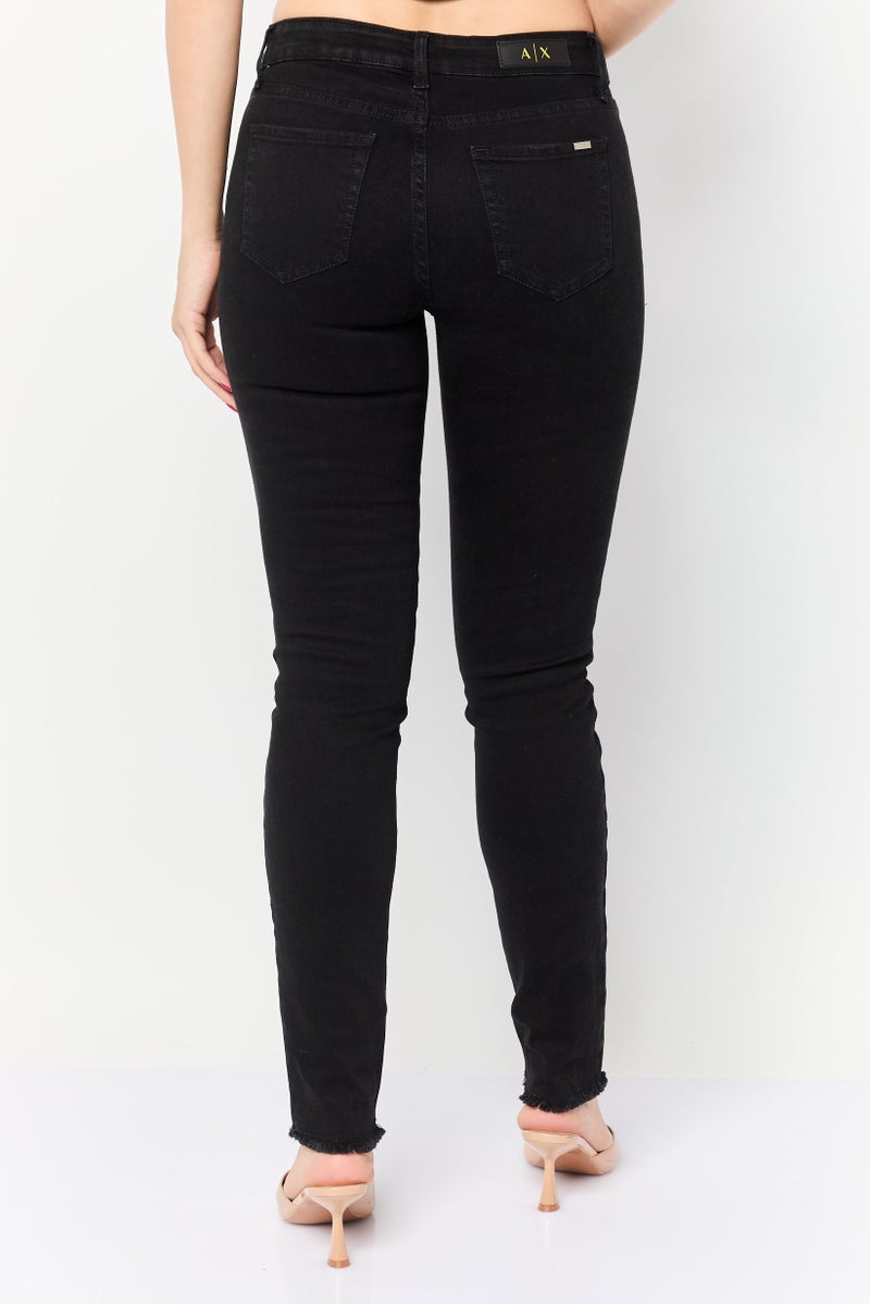 Armani Exchange Women Supper Skinny Fit Plain Stretchable Jeans, Black - Image 4