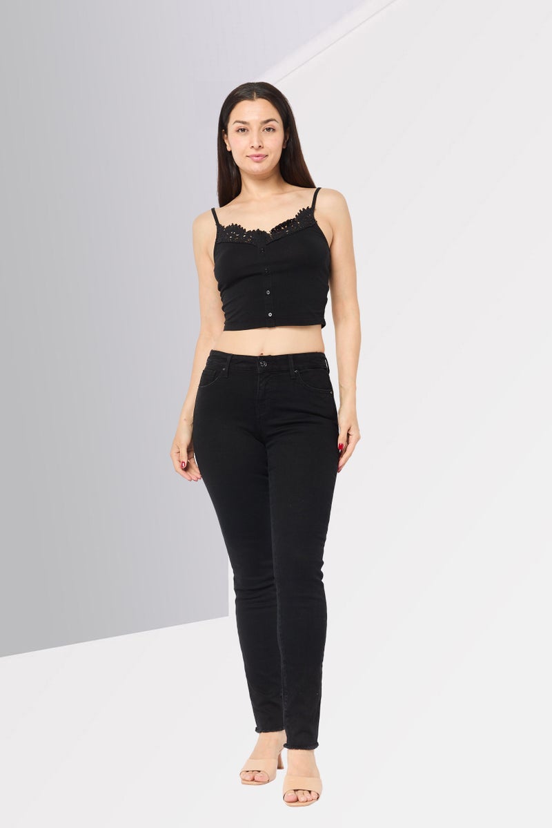 Armani Exchange Women Supper Skinny Fit Plain Stretchable Jeans, Black - Image 2