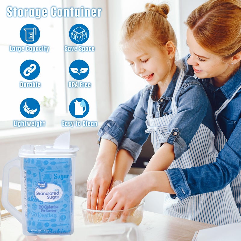 Buddeez Kitchen Pantry Container - Easy Grip Handle for Mess Free Use - Flour and Sugar Storage Made Simple - 4 Quart White Lid - Image 3