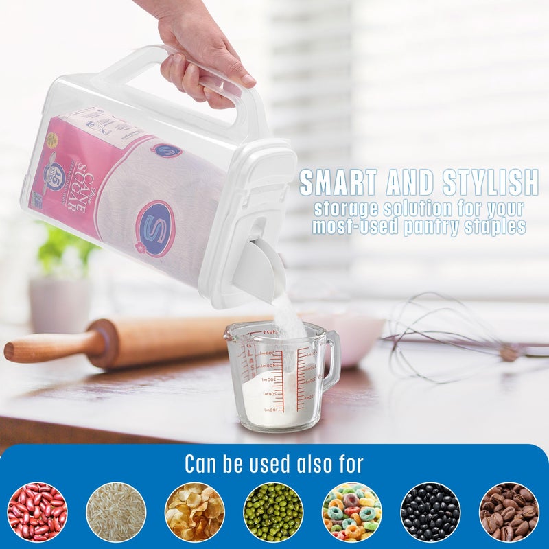 Buddeez Kitchen Pantry Container - Easy Grip Handle for Mess Free Use - Flour and Sugar Storage Made Simple - 4 Quart White Lid - Image 4