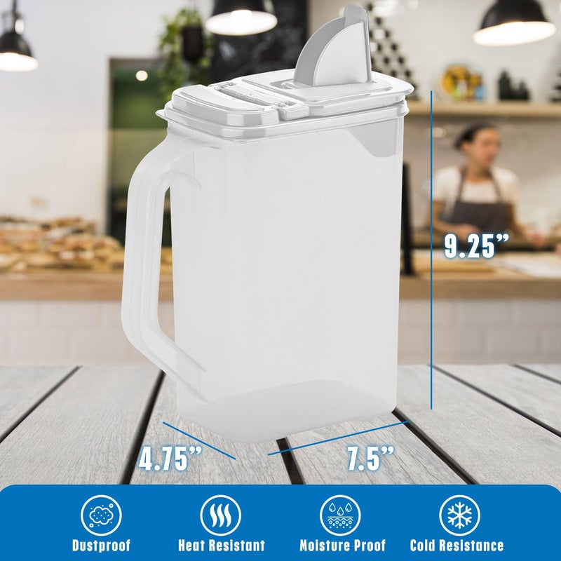 Buddeez Kitchen Pantry Container - Easy Grip Handle for Mess Free Use - Flour and Sugar Storage Made Simple - 4 Quart White Lid - Image 5