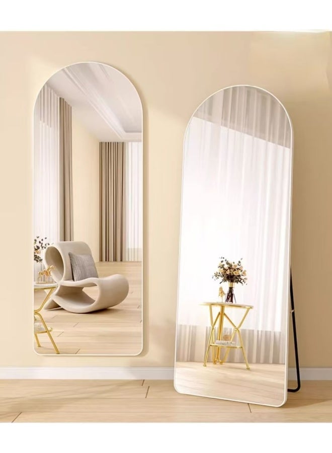 Noon East Full Length Rectangular Shape Mirror With Stand, Arched Wall Mirror, White Floor Mirror Freestanding, Wall Mounted Mirror for Bedroom Living Room - Image 1