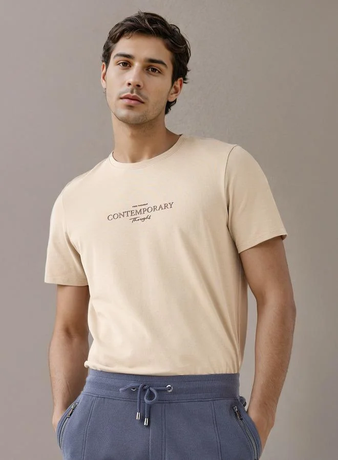 Iconic Iconic Slogan Print Pique T-shirt