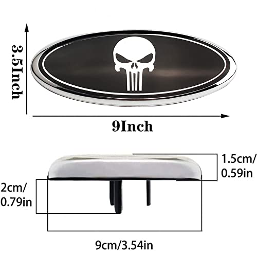 ARKOSKNIGHT 9inch Skull Modified Nameplate Emblem,Front Grille Tailgate Rear Oval 9"X3.5" Badge(Skull-Chrome) - Image 5