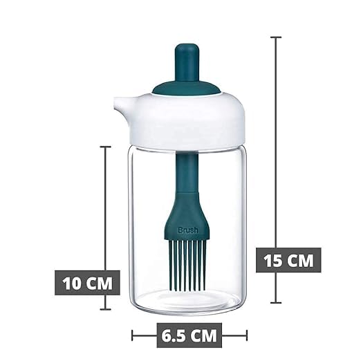 Botash Borosilicate Glass Food Storage Jar with Brush for GheeButterOil StoppersOil Storage Bottle Container with Brush for KitchenUpdate Model1pcsMulticolour - Image 3