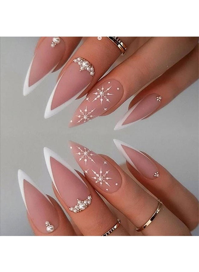 سحر الفن الأظافر - الخرز المعدنية الفضية والذهبية ، وحجار الراينز المستديرة ، واللؤلؤ الأظافر الصغيرة ، والديكورات ذات الأحجام المختلطة ثلاثية الأبعاد للأظافر - Image 3