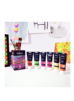 Bluebird  Acrylic Paint Neon Colors Student DIY Painting Pack Non-Toxic Art & Craft for Artists, Kids, Adults & Hobby Painters Set of 6 x 75 ml  - Image 5