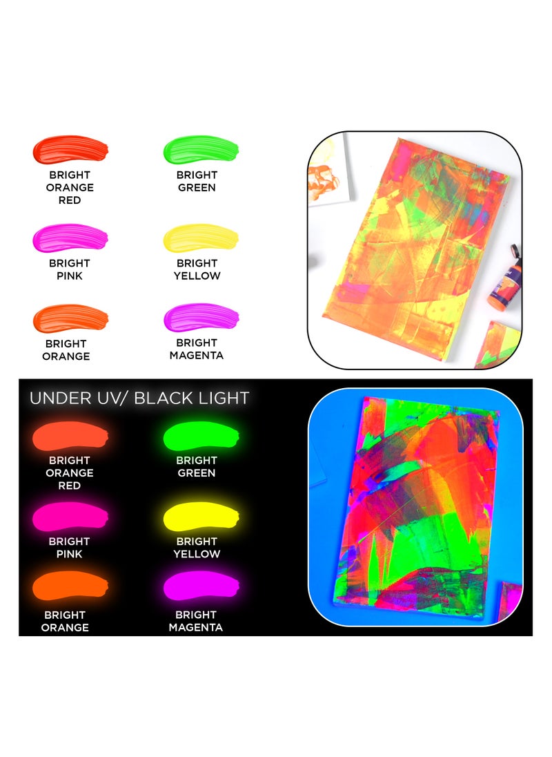 Bluebird  Acrylic Paint Neon Colors Student DIY Painting Pack Non-Toxic Art & Craft for Artists, Kids, Adults & Hobby Painters Set of 6 x 75 ml  - Image 2
