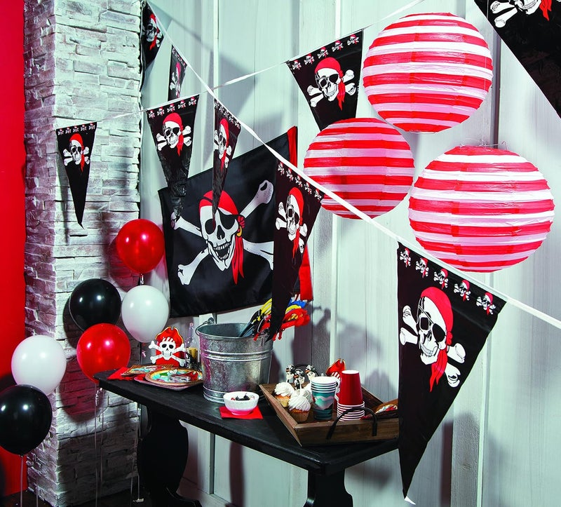 Fun Express Pirate Pennant Banner - 48 Pack of 1-ft x 18" Plastic Pennants for Pirate Parties - Image 4
