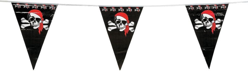 Fun Express Pirate Pennant Banner - 48 Pack of 1-ft x 18" Plastic Pennants for Pirate Parties - Image 2