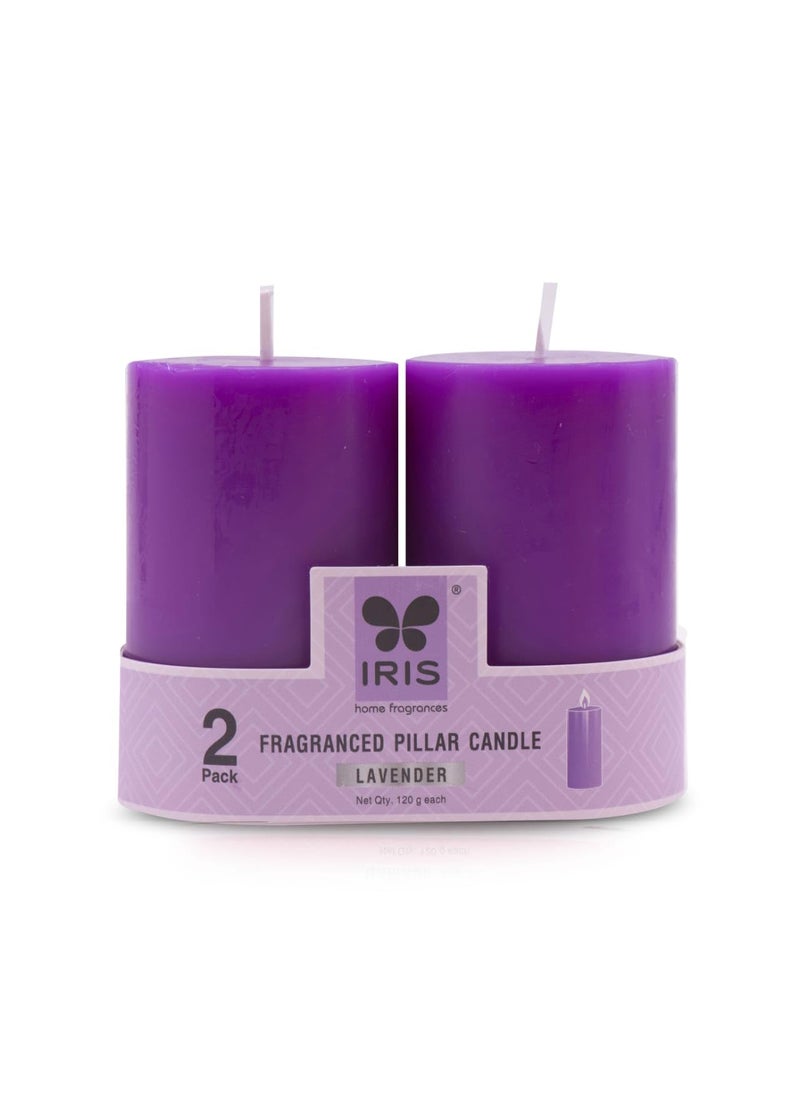 IRIS IRIS Wax Homefragrances Pack Of 2, Fragrance Pillar Candles- 120G Each- 2"X 3" (Lavender)  - Image 1